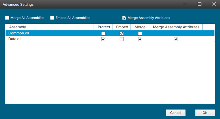 Per-file merge, embed, and protection options in Advanced Settings