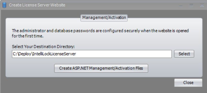 Choose the License Server website destination
