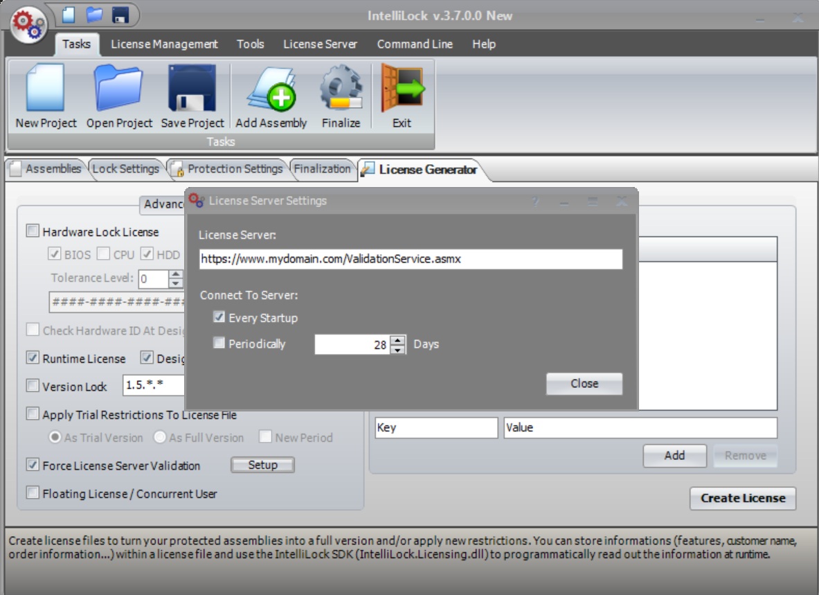 Configure License Server Validation in IntelliLock